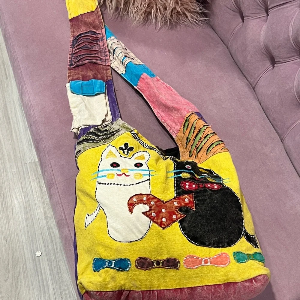 Colorful Cat-Themed Tote Bag